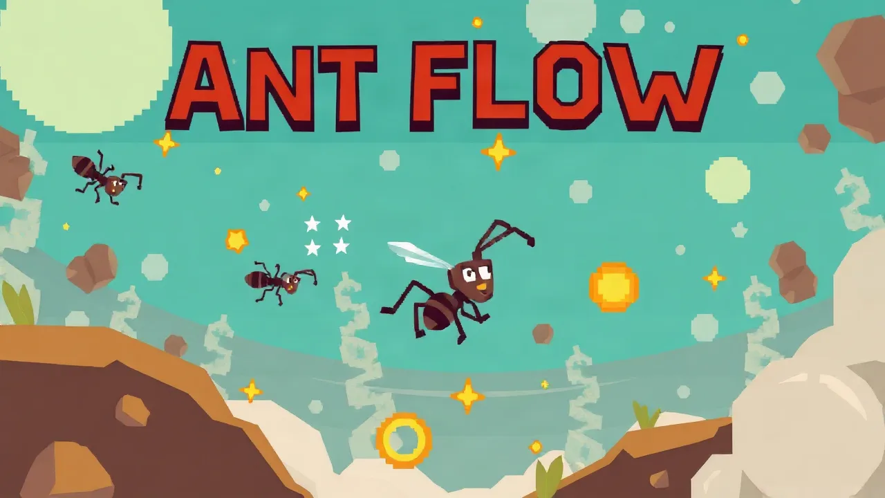 Pixel Ant Chaos in Ant Flow: A Tiny Mobile Shooter image