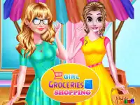 Girl Groceries Shopping background