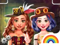 Princess Girls Steampunk Rivalry background