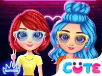 Rainbow Girls Neon Fashion background