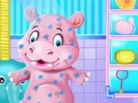Baby Hippo Bath Time - Pet Care background