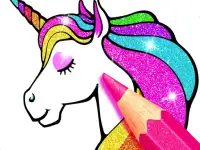 Unicorn Coloring Book Glitter background