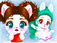 Cat and Rabbit Holiday background