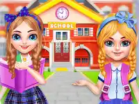 Twins sisters back to school background