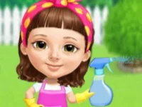 Sweet Baby Girl Cleanup Messy House background