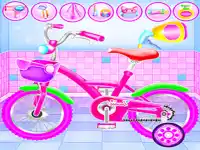 Girl Bike Fix Washing Salon background