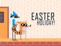 Mordecai and Rigby Easter Holiday background