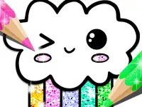 Kawaii Coloring Book Glitter background