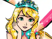 Princess Coloring Book Glitter background