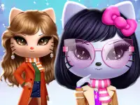 Kitty Squad Winter Dress up background