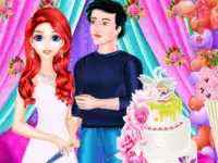 Mermaid Girl Wedding Cooking Cake background