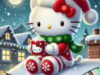 Hello Kitty Christmas Puzzle: Festive Holiday background