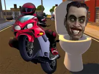 Skibidi Toilet Moto Bike Racing background