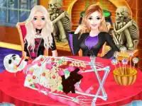 Girls Halloween Food Cooking background