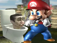 Super Spy Mario VS Skibidi Toilet background