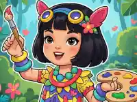 Jungle Girl: Coloring Pages background