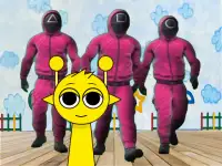 Sprunki in Squid Game Chamber background