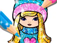 Girls Coloring Book Glitter background