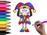 Pomni Coloring Time background