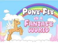 Pony fly in a fantasy world background