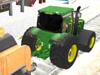 Chained Tractor Towing Train background