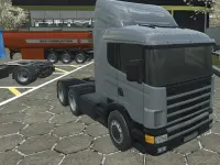 18 wheeler truck driving cargo background